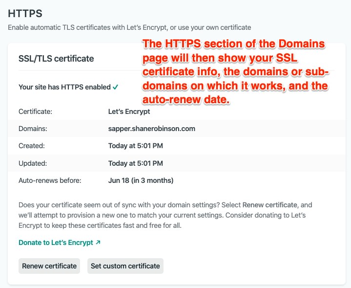 Provision SSL Certificate